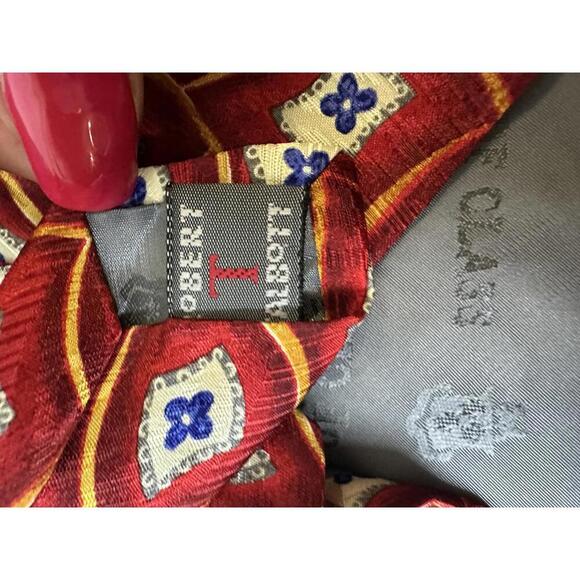 Robert Talbott Best of Class red floral geometric corpcore 100% silk necktie - Picture 3 of 4